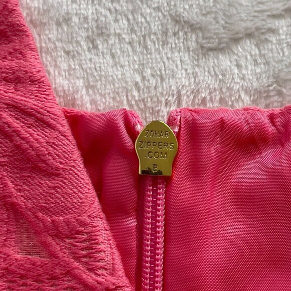 Trina Turk Womens Floral Lace Sleeveless Pleated Dress Size 10 Pink Zip Back - Picture 7 of 11